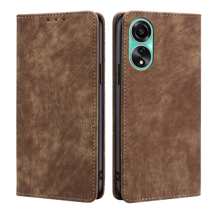 RFID Anti-theft Brush Magnetic Leather Phone Case, For OPPO A38 4G / A18 4G, For OPPO A2 Pro 5G, For OPPO A58 4G, For OPPO Reno10 5G / Reno10 Pro 5G Global, For OPPO A78 4G, For OPPO Reno10 Pro+ 5G, For OPPO A1 5G, For OPPO A79 5G