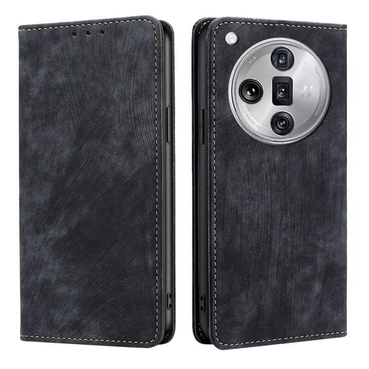 RFID Anti-theft Brush Magnetic Leather Phone Case, For OPPO A3 Pro 5G India, For OPPO Reno12 5G Global, For OPPO A60 4G Global, For OPPO Reno11 F 5G, For OPPO Find X7 5G, For OPPO Find X7 Ultra 5G, For OPPO A38 4G / A18 4G, For OPPO A2 Pro 5G          ...
