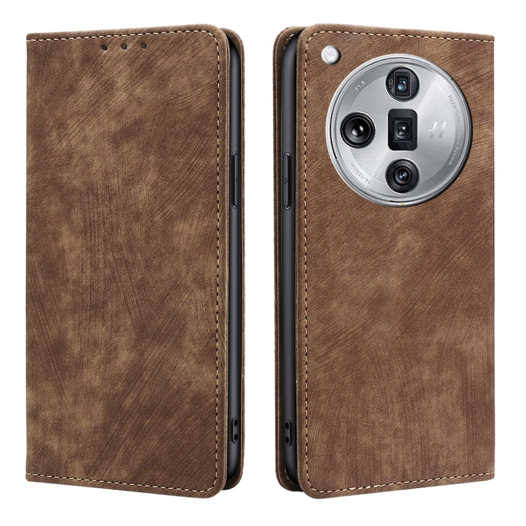 RFID Anti-theft Brush Magnetic Leather Phone Case, For OPPO A3 Pro 5G India, For OPPO Reno12 5G Global, For OPPO A60 4G Global, For OPPO Reno11 F 5G, For OPPO Find X7 5G, For OPPO Find X7 Ultra 5G, For OPPO A38 4G / A18 4G, For OPPO A2 Pro 5G          ...