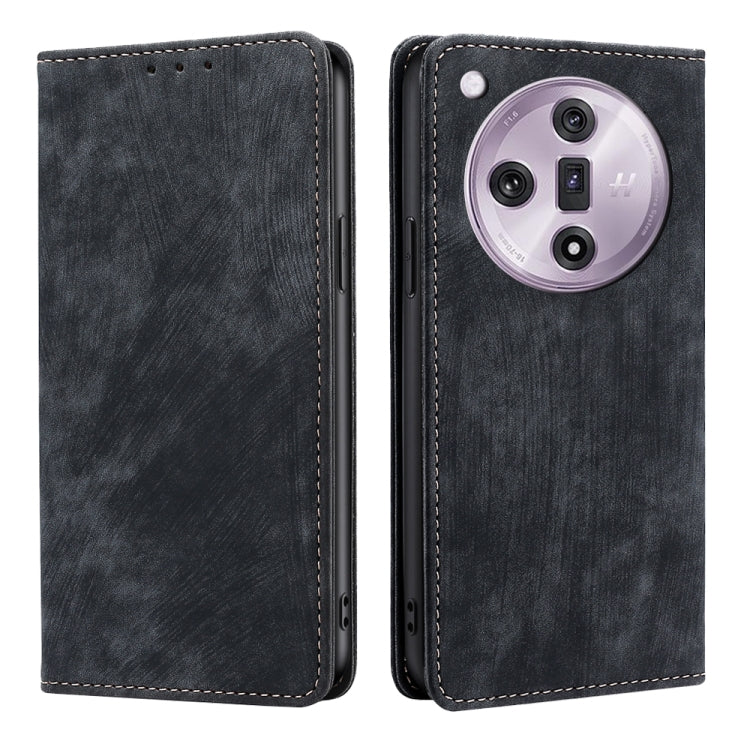 RFID Anti-theft Brush Magnetic Leather Phone Case, For OPPO A3 Pro 5G India, For OPPO Reno12 5G Global, For OPPO A60 4G Global, For OPPO Reno11 F 5G, For OPPO Find X7 5G, For OPPO Find X7 Ultra 5G, For OPPO A38 4G / A18 4G, For OPPO A2 Pro 5G          ...