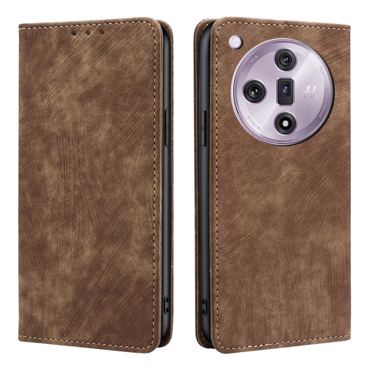 RFID Anti-theft Brush Magnetic Leather Phone Case, For OPPO A3 Pro 5G India, For OPPO Reno12 5G Global, For OPPO A60 4G Global, For OPPO Reno11 F 5G, For OPPO Find X7 5G, For OPPO Find X7 Ultra 5G, For OPPO A38 4G / A18 4G, For OPPO A2 Pro 5G          ...