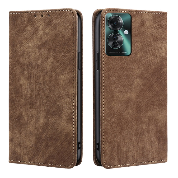 RFID Anti-theft Brush Magnetic Leather Phone Case, For OPPO Reno13 F 5G / 4G, For OPPO A3 5G India, For OPPO Reno12 F 5G, For OPPO A3 Pro 5G India, For OPPO Reno12 5G Global, For OPPO A60 4G Global, For OPPO Reno11 F 5G, For OPPO Find X7 5G            ...
