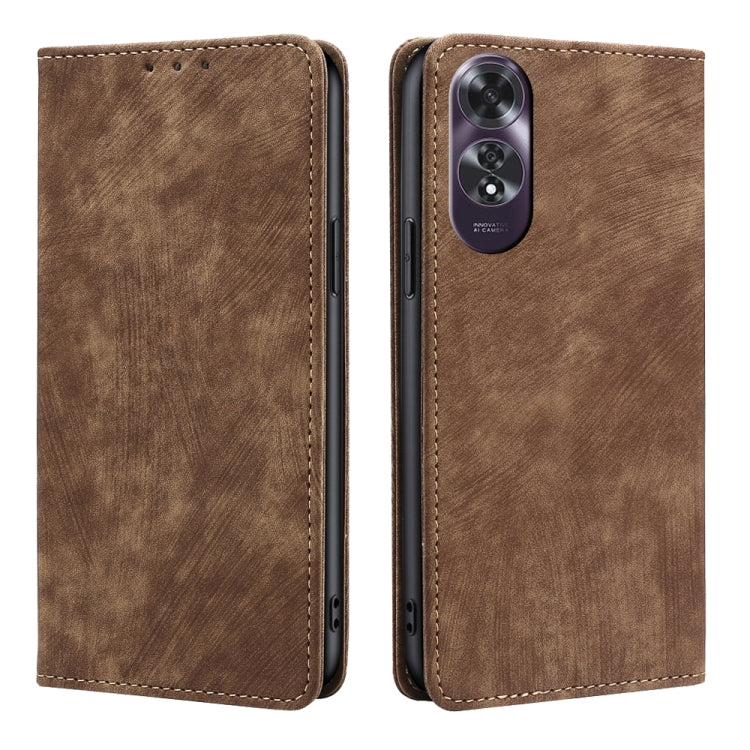RFID Anti-theft Brush Magnetic Leather Phone Case, For OPPO Reno13 F 5G / 4G, For OPPO A3 5G India, For OPPO Reno12 F 5G, For OPPO A3 Pro 5G India, For OPPO Reno12 5G Global, For OPPO A60 4G Global, For OPPO Reno11 F 5G, For OPPO Find X7 5G            ...