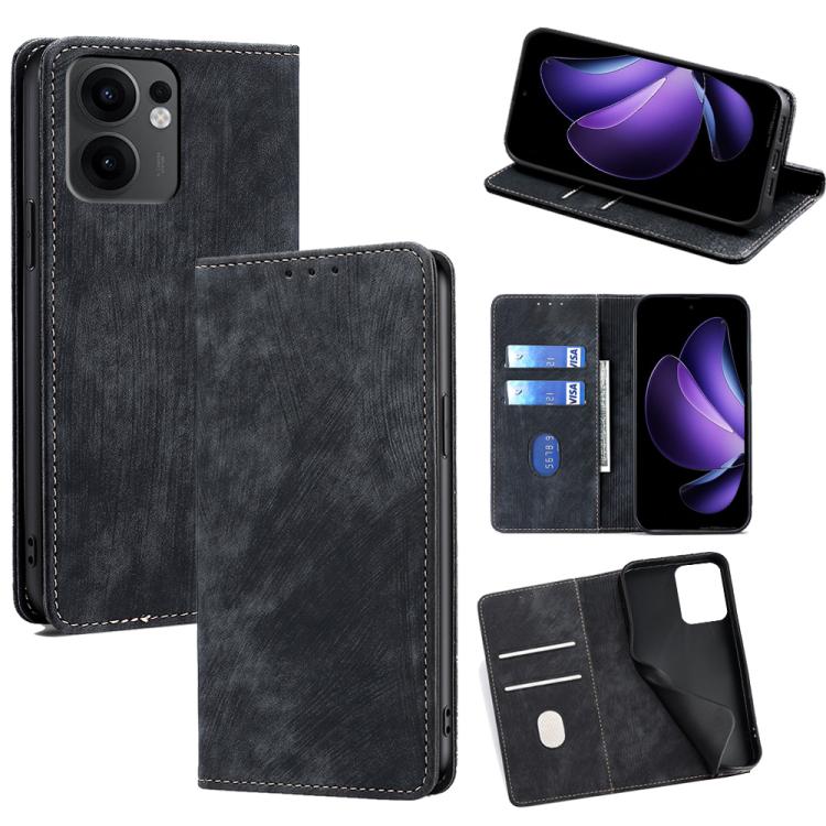 RFID Anti-theft Brush Magnetic Leather Phone Case, For OPPO Reno13 F 5G / 4G, For OPPO A3 5G India, For OPPO Reno12 F 5G, For OPPO A3 Pro 5G India, For OPPO Reno12 5G Global, For OPPO A60 4G Global, For OPPO Reno11 F 5G, For OPPO Find X7 5G            ...