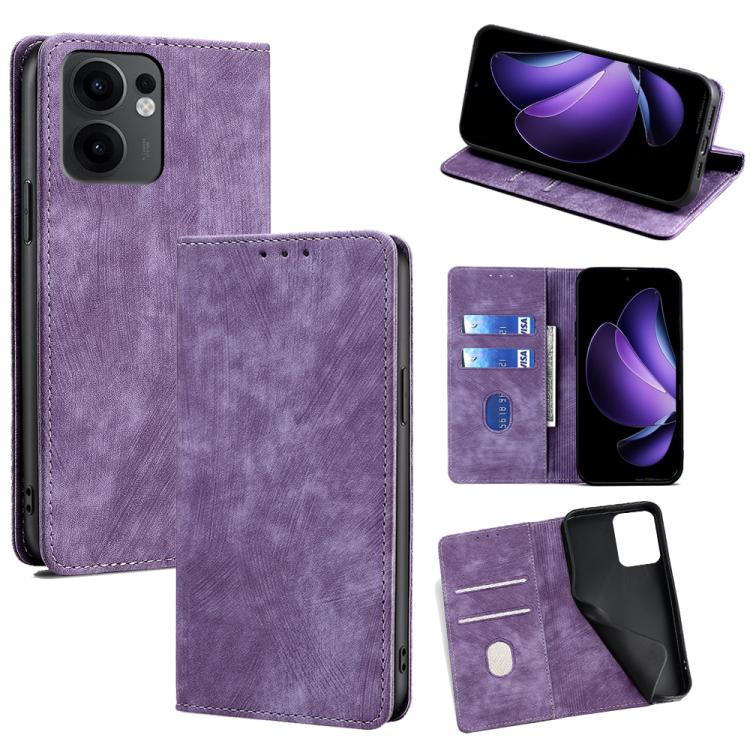 RFID Anti-theft Brush Magnetic Leather Phone Case, For OPPO Reno13 F 5G / 4G, For OPPO A3 5G India, For OPPO Reno12 F 5G, For OPPO A3 Pro 5G India, For OPPO Reno12 5G Global, For OPPO A60 4G Global, For OPPO Reno11 F 5G, For OPPO Find X7 5G            ...