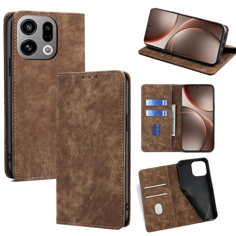 RFID Anti-theft Brush Magnetic Leather Phone Case, For OPPO Find X9s Pro 5G, For OPPO Find X9 Ultra 5G, For OPPO A6s 4G, For OPPO Reno15 F 5G, For OPPO A6x 4G Global, For OPPO Reno15 5G Global, For OPPO Find X9 5G, For OPPO F31 5G, For OPPO Find X9 Pro 5G