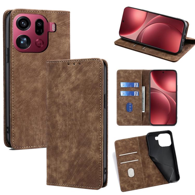 RFID Anti-theft Brush Magnetic Leather Phone Case, For OPPO Reno15 F 5G, For OPPO A6x 4G Global, For OPPO Reno15 5G Global, For OPPO Find X9 5G, For OPPO F31 5G, For OPPO Find X9 Pro 5G, For OPPO K13 Turbo Pro 5G, For OPPO Reno14 F 5G                  ...