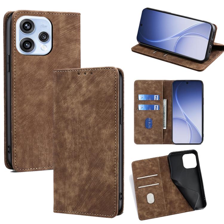 RFID Anti-theft Brush Magnetic Leather Phone Case, For OPPO Reno15 F 5G, For OPPO A6x 4G Global, For OPPO Reno15 5G Global, For OPPO Find X9 5G, For OPPO F31 5G, For OPPO Find X9 Pro 5G, For OPPO K13 Turbo Pro 5G, For OPPO Reno14 F 5G                  ...
