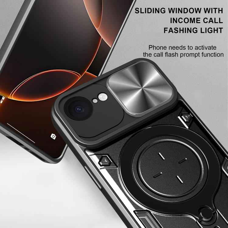 CD Texture Sliding Camshield Magnetic Holder Phone Case, For iPhone 17e / 16e, For iPhone 17 Pro Max, For iPhone 17 Pro, For iPhone 17, For iPhone Air, For iPhone 16 Pro Max, For iPhone 16 Pro, For iPhone 16 Plus