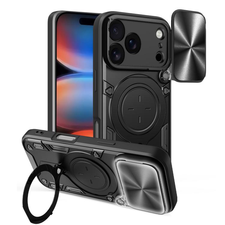 CD Texture Sliding Camshield Magnetic Holder Phone Case, For iPhone 18 Pro, For iPhone 18 Pro Max, For iPhone 17e / 16e, For iPhone 17 Pro Max, For iPhone 17 Pro, For iPhone 17, For iPhone Air, For iPhone 16 Pro Max