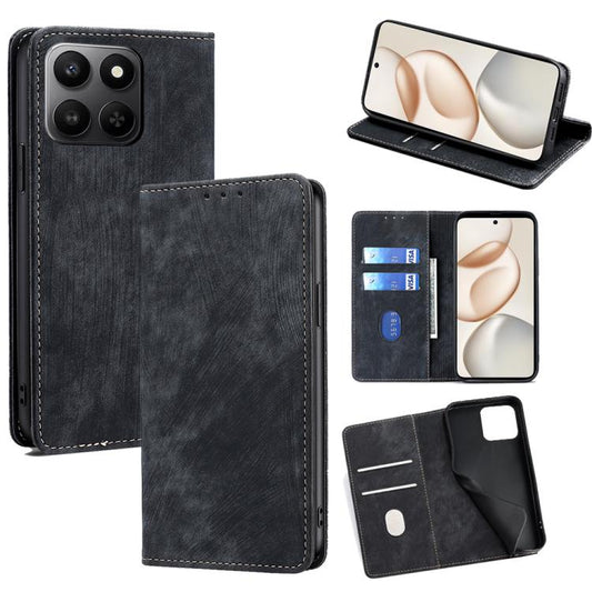 RFID Anti-theft Brush Magnetic Leather Phone Case, For Honor 400 Smart 5G, For Honor X70 5G, For Honor X6c 4G, For Honor X60 GT 5G, For Honor 400 Pro Global 160.8mm, For Honor 400 Global 156.5mm, For Honor X8c 4G, For Honor Play 60 Plus, For Honor 200 5G