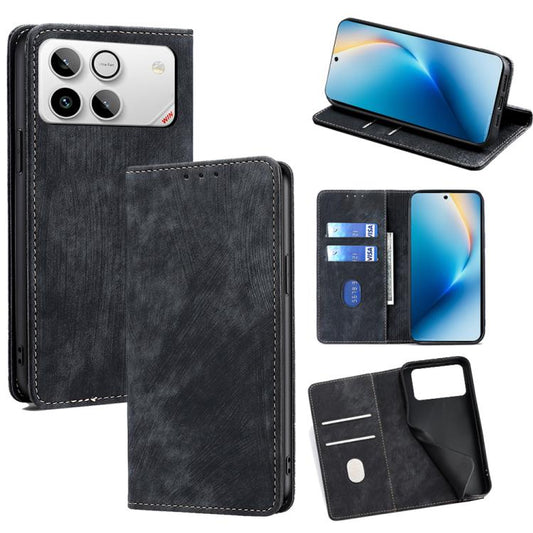RFID Anti-theft Brush Magnetic Leather Phone Case, For Honor Win 5G, For Honor X5c 4G, For Honor Magic8 Pro, For Honor Magic8, For Honor 400 Smart 5G, For Honor X70 5G, For Honor X6c 4G, For Honor X60 GT 5G, For Honor 400 Pro Global 160.8mm