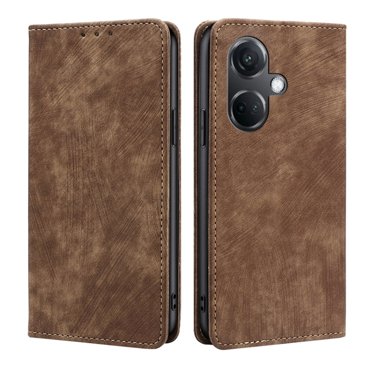 RFID Anti-theft Brush Magnetic Leather Phone Case, For OnePlus Ace 3V 5G, For OnePlus Nord CE4, For OnePlus Ace 2 Pro, For OnePlus Nord CE3 5G, For OnePlus Nord CE 3 Lite 5G