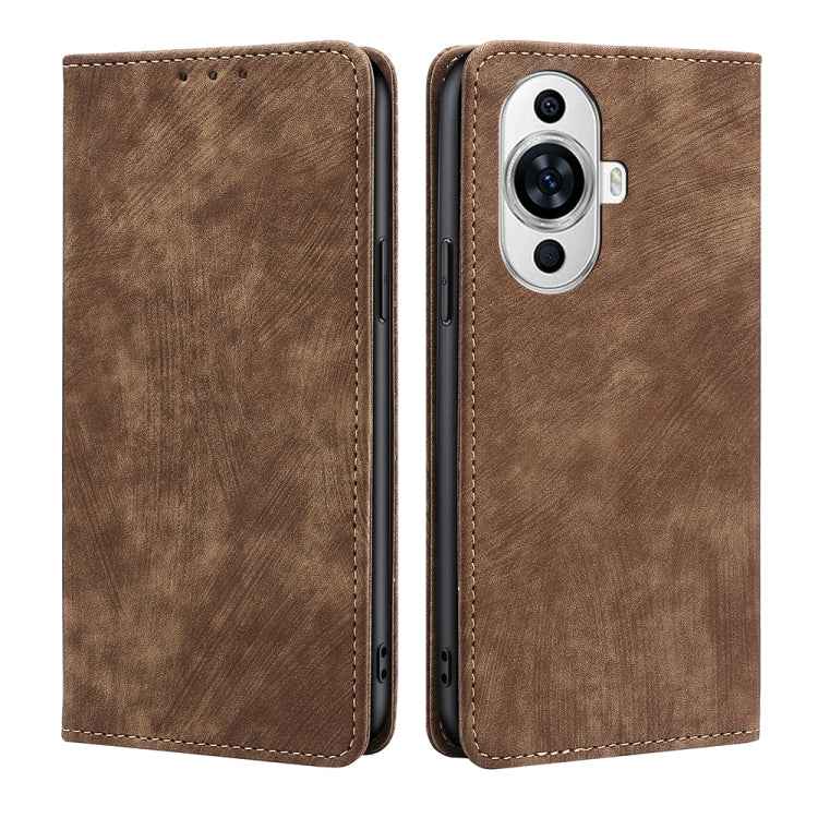RFID Anti-theft Brush Magnetic Leather Phone Case, For Huawei Enjoy 60X, For Huawei nova 11 Pro 4G / 11 Ultra 4G, For Huawei nova 11 4G