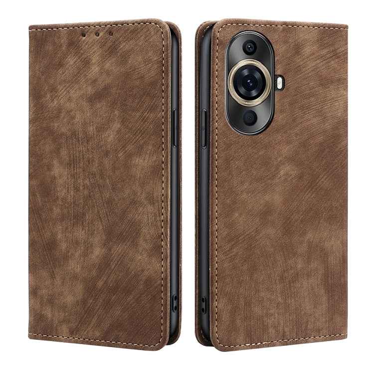 RFID Anti-theft Brush Magnetic Leather Phone Case, For Huawei Enjoy 60X, For Huawei nova 11 Pro 4G / 11 Ultra 4G, For Huawei nova 11 4G