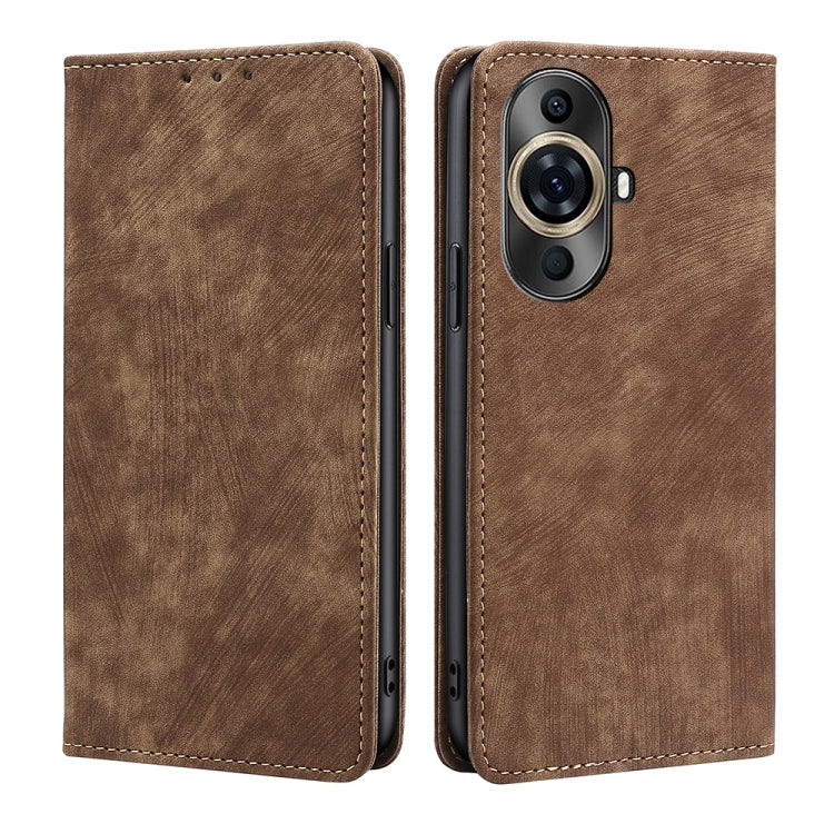 RFID Anti-theft Brush Magnetic Leather Phone Case, For Huawei Mate 60, For Huawei Enjoy 60 Pro / nova 11i, For Huawei Enjoy 60X, For Huawei nova 11 Pro 4G / 11 Ultra 4G, For Huawei nova 11 4G