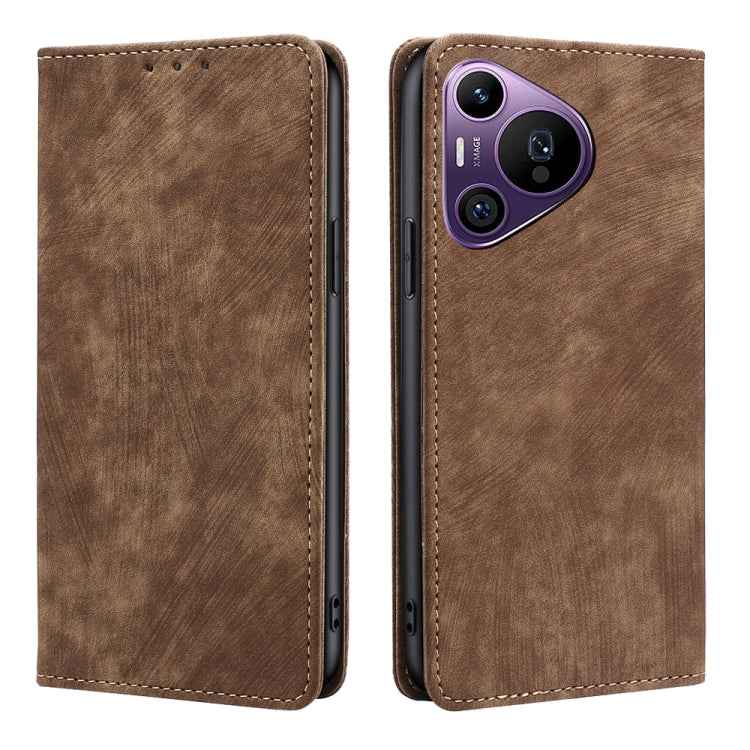 RFID Anti-theft Brush Magnetic Leather Phone Case, For Huawei nova 14 5G, For Huawei Pura 70 Pro / Pro+, For Huawei Pura 70 Ultra, For Huawei nova 12i 4G, For Huawei Pura 70, For Huawei nova 12 5G, For Huawei Mate 60 Pro / Pro+, For Huawei Mate 60     ...