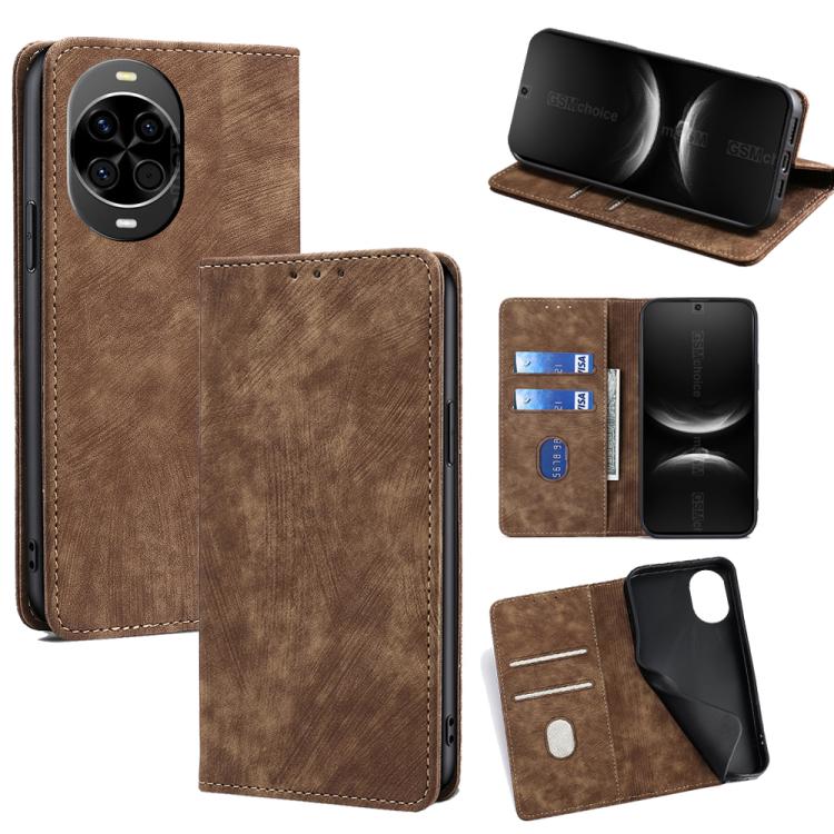 RFID Anti-theft Brush Magnetic Leather Phone Case, For Huawei nova 14 Ultra 5G, For Huawei nova 14 Pro 5G, For Huawei nova 14 5G, For Huawei Pura 70 Pro / Pro+, For Huawei Pura 70 Ultra, For Huawei nova 12i 4G, For Huawei Pura 70, For Huawei nova 12 5G...
