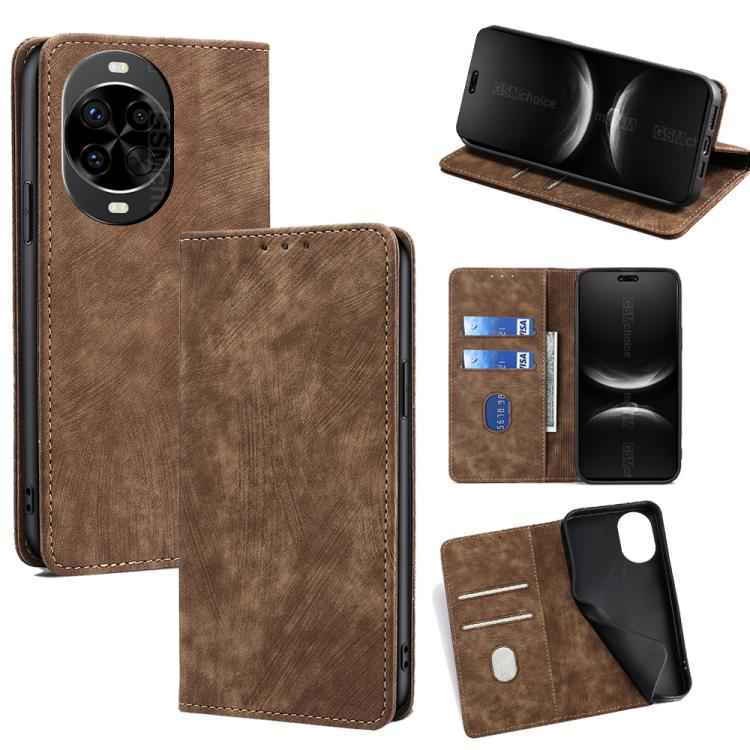RFID Anti-theft Brush Magnetic Leather Phone Case, For Huawei nova 15 Ultra, For Huawei nova 15 Pro, For Huawei nova 15, For Huawei Mate 80 Pro Max 5G, For Huawei Mate 80 5G, For Huawei Maimang 40 5G, For Huawei Pura 80 5G, For Huawei nova 14 Ultra 5G ...