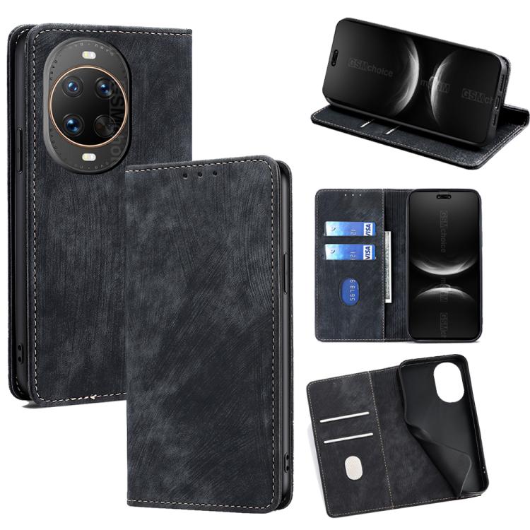 RFID Anti-theft Brush Magnetic Leather Phone Case, For Huawei nova 14 Ultra 5G, For Huawei nova 14 Pro 5G, For Huawei nova 14 5G, For Huawei Pura 70 Pro / Pro+, For Huawei Pura 70 Ultra, For Huawei nova 12i 4G, For Huawei Pura 70, For Huawei nova 12 5G...