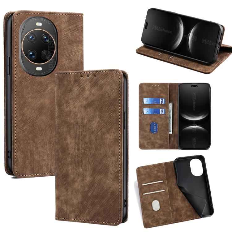 RFID Anti-theft Brush Magnetic Leather Phone Case, For Huawei nova 15 Ultra, For Huawei nova 15 Pro, For Huawei nova 15, For Huawei Mate 80 Pro Max 5G, For Huawei Mate 80 5G, For Huawei Maimang 40 5G, For Huawei Pura 80 5G, For Huawei nova 14 Ultra 5G ...