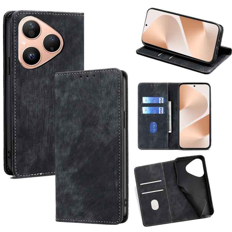 RFID Anti-theft Brush Magnetic Leather Phone Case, For Huawei nova 15 Ultra, For Huawei nova 15 Pro, For Huawei nova 15, For Huawei Mate 80 Pro Max 5G, For Huawei Mate 80 5G, For Huawei Maimang 40 5G, For Huawei Pura 80 5G, For Huawei nova 14 Ultra 5G ...