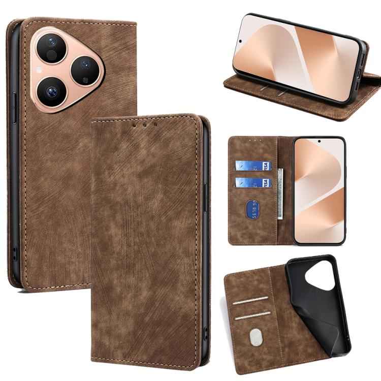 RFID Anti-theft Brush Magnetic Leather Phone Case, For Huawei nova 15 Ultra, For Huawei nova 15 Pro, For Huawei nova 15, For Huawei Mate 80 Pro Max 5G, For Huawei Mate 80 5G, For Huawei Maimang 40 5G, For Huawei Pura 80 5G, For Huawei nova 14 Ultra 5G ...