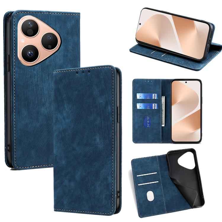 RFID Anti-theft Brush Magnetic Leather Phone Case, For Huawei nova 15 Ultra, For Huawei nova 15 Pro, For Huawei nova 15, For Huawei Mate 80 Pro Max 5G, For Huawei Mate 80 5G, For Huawei Maimang 40 5G, For Huawei Pura 80 5G, For Huawei nova 14 Ultra 5G ...