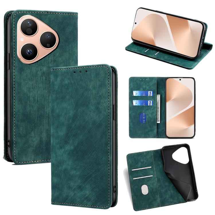 RFID Anti-theft Brush Magnetic Leather Phone Case, For Huawei nova 15 Ultra, For Huawei nova 15 Pro, For Huawei nova 15, For Huawei Mate 80 Pro Max 5G, For Huawei Mate 80 5G, For Huawei Maimang 40 5G, For Huawei Pura 80 5G, For Huawei nova 14 Ultra 5G ...