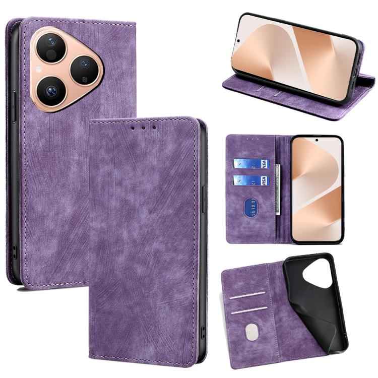 RFID Anti-theft Brush Magnetic Leather Phone Case, For Huawei nova 15 Ultra, For Huawei nova 15 Pro, For Huawei nova 15, For Huawei Mate 80 Pro Max 5G, For Huawei Mate 80 5G, For Huawei Maimang 40 5G, For Huawei Pura 80 5G, For Huawei nova 14 Ultra 5G ...