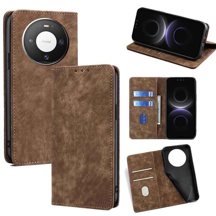 RFID Anti-theft Brush Magnetic Leather Phone Case, For Huawei nova 15 Ultra, For Huawei nova 15 Pro, For Huawei nova 15, For Huawei Mate 80 Pro Max 5G, For Huawei Mate 80 5G, For Huawei Maimang 40 5G, For Huawei Pura 80 5G, For Huawei nova 14 Ultra 5G ...