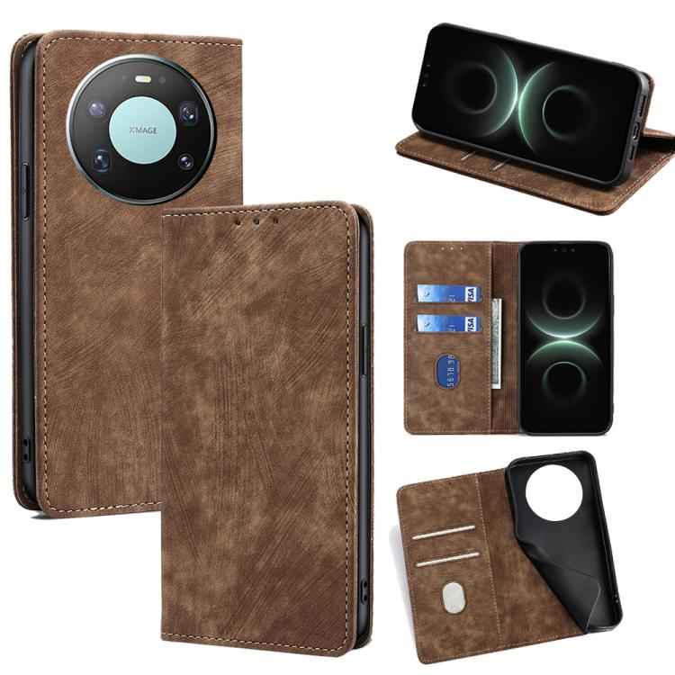 RFID Anti-theft Brush Magnetic Leather Phone Case, For Huawei nova 15 Ultra, For Huawei nova 15 Pro, For Huawei nova 15, For Huawei Mate 80 Pro Max 5G, For Huawei Mate 80 5G, For Huawei Maimang 40 5G, For Huawei Pura 80 5G, For Huawei nova 14 Ultra 5G ...