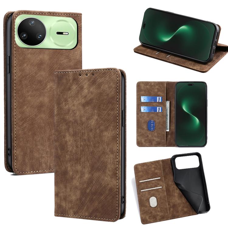 RFID Anti-theft Brush Magnetic Leather Phone Case, For Huawei Enjoy 90 Pro Max 5G, For Huawei Enjoy 90 Plus 5G, For Huawei nova 15 Ultra, For Huawei nova 15 Pro, For Huawei nova 15, For Huawei Mate 80 Pro Max 5G, For Huawei Mate 80 5G                  ...