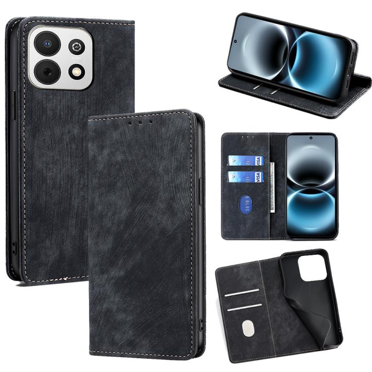 RFID Anti-theft Brush Magnetic Leather Phone Case, For Huawei Enjoy 90 Pro Max 5G, For Huawei Enjoy 90 Plus 5G, For Huawei nova 15 Ultra, For Huawei nova 15 Pro, For Huawei nova 15, For Huawei Mate 80 Pro Max 5G, For Huawei Mate 80 5G                  ...