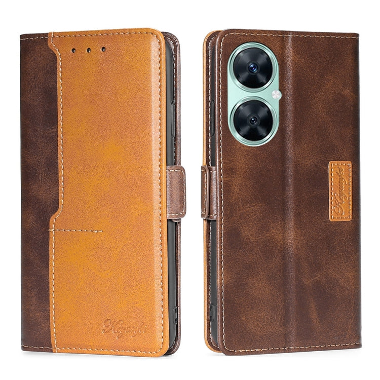 Contrast Color Side Buckle Leather Phone Case