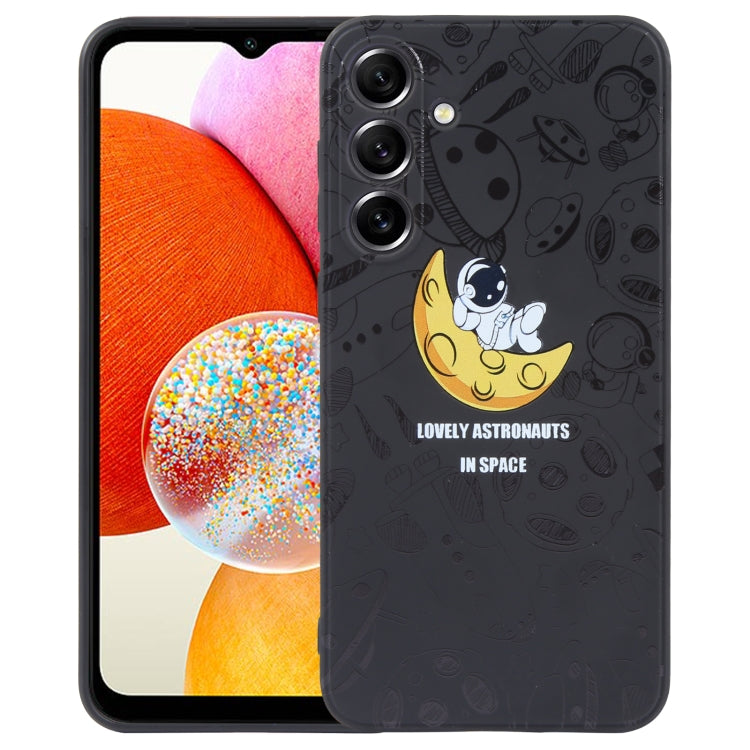 Astronaut Pattern Silicone Straight Edge Phone Case, For Samsung Galaxy S21 Ultra 5G, For Samsung Galaxy A24, For Samsung Galaxy S20, For Samsung Galaxy A14, For Samsung Galaxy A34 5G, For Samsung Galaxy S20+