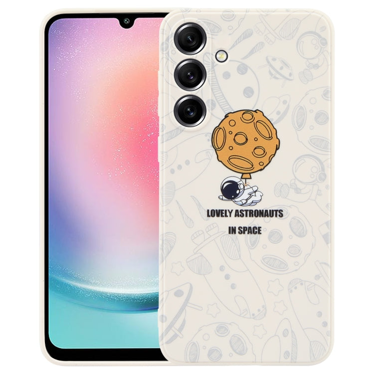 Astronaut Pattern Silicone Straight Edge Phone Case, For Samsung Galaxy S21 Ultra 5G, For Samsung Galaxy A24, For Samsung Galaxy S20, For Samsung Galaxy A14, For Samsung Galaxy A34 5G, For Samsung Galaxy S20+
