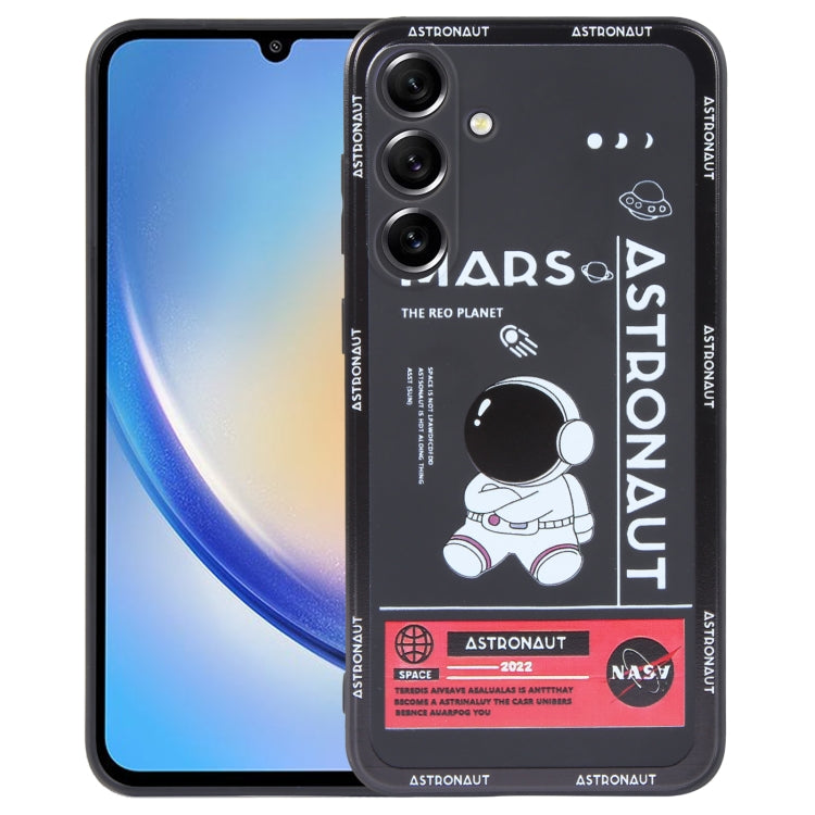 Astronaut Pattern Silicone Straight Edge Phone Case, For Samsung Galaxy S21 Ultra 5G, For Samsung Galaxy A24, For Samsung Galaxy S20, For Samsung Galaxy A14, For Samsung Galaxy A34 5G, For Samsung Galaxy S20+