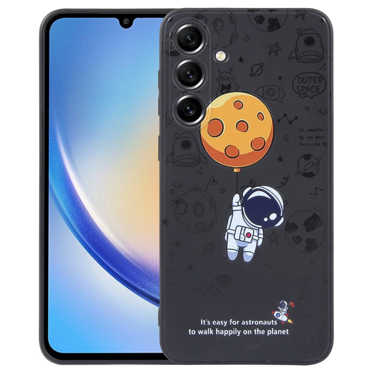 Astronaut Pattern Silicone Straight Edge Phone Case, For Samsung Galaxy S21 Ultra 5G, For Samsung Galaxy A24, For Samsung Galaxy S20, For Samsung Galaxy A14, For Samsung Galaxy A34 5G, For Samsung Galaxy S20+