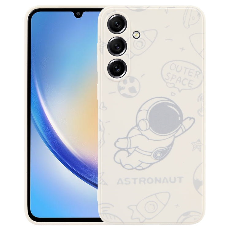 Astronaut Pattern Silicone Straight Edge Phone Case, For Samsung Galaxy S21 Ultra 5G, For Samsung Galaxy A24, For Samsung Galaxy S20, For Samsung Galaxy A14, For Samsung Galaxy A34 5G, For Samsung Galaxy S20+