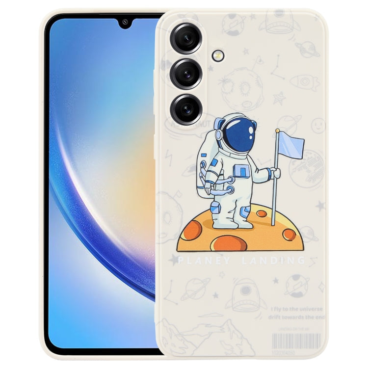 Astronaut Pattern Silicone Straight Edge Phone Case, For Samsung Galaxy S21 Ultra 5G, For Samsung Galaxy A24, For Samsung Galaxy S20, For Samsung Galaxy A14, For Samsung Galaxy A34 5G, For Samsung Galaxy S20+