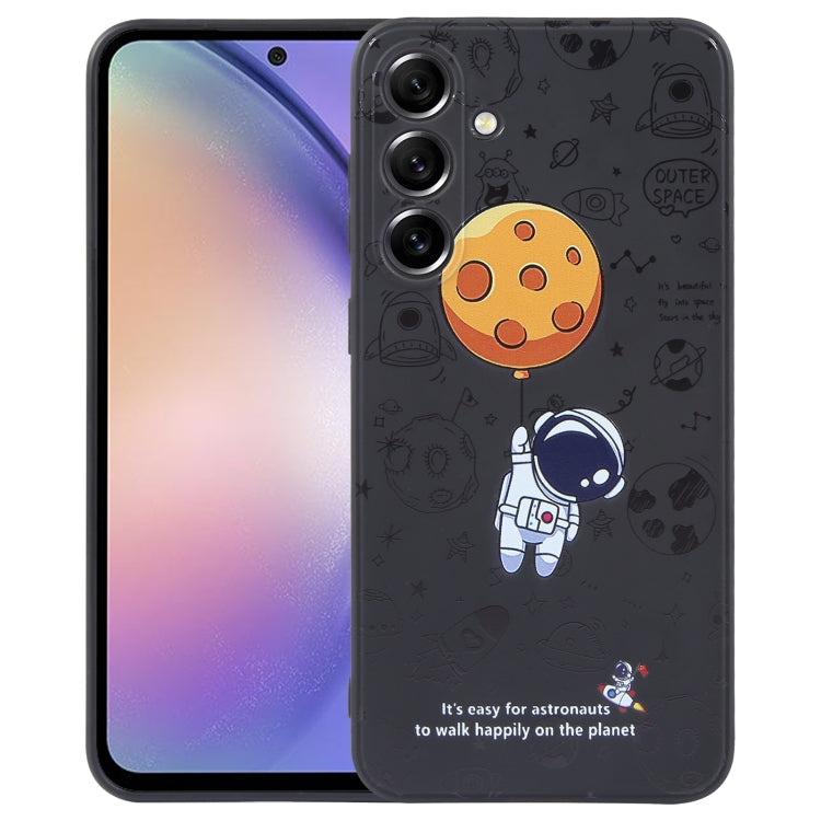 Astronaut Pattern Silicone Straight Edge Phone Case, For Samsung Galaxy A54 5G, For Samsung Galaxy S20 Ultra 5G, For Samsung Galaxy S20 FE, For Samsung Galaxy S10, For Samsung Galaxy S10+, For Samsung Galaxy A91