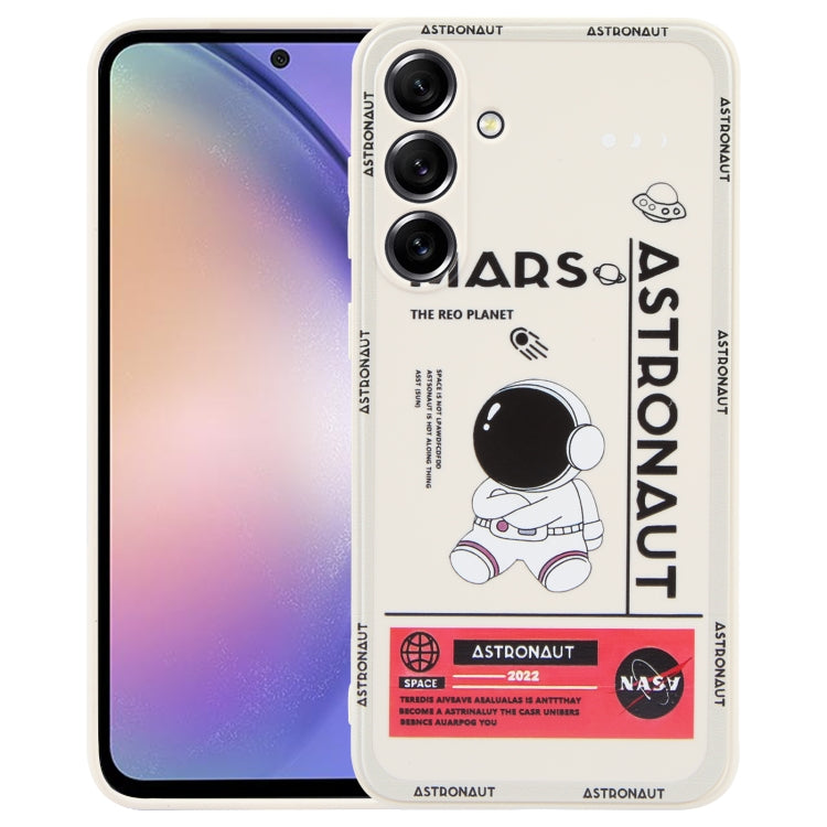 Astronaut Pattern Silicone Straight Edge Phone Case, For Samsung Galaxy A54 5G, For Samsung Galaxy S20 Ultra 5G, For Samsung Galaxy S20 FE, For Samsung Galaxy S10, For Samsung Galaxy S10+, For Samsung Galaxy A91