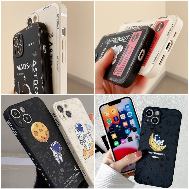 Astronaut Pattern Silicone Straight Edge Phone Case, For Samsung Galaxy S21 Ultra 5G, For Samsung Galaxy A24, For Samsung Galaxy S20, For Samsung Galaxy A14, For Samsung Galaxy A34 5G, For Samsung Galaxy S20+