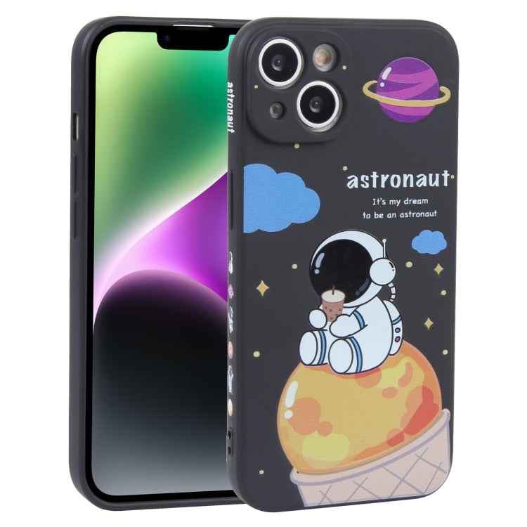 Milk Tea Astronaut Pattern Liquid Silicone Phone Case