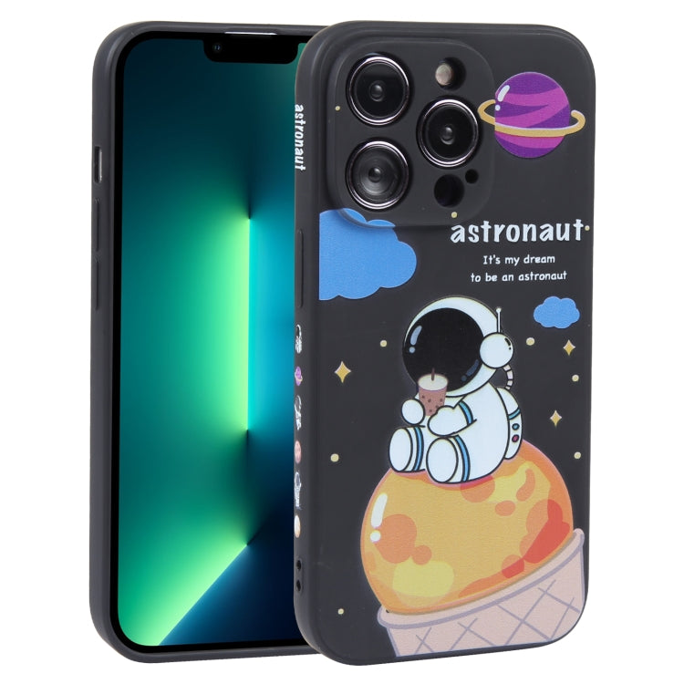 Milk Tea Astronaut Pattern Liquid Silicone Phone Case