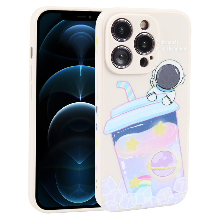 Milk Tea Astronaut Pattern Liquid Silicone Phone Case
