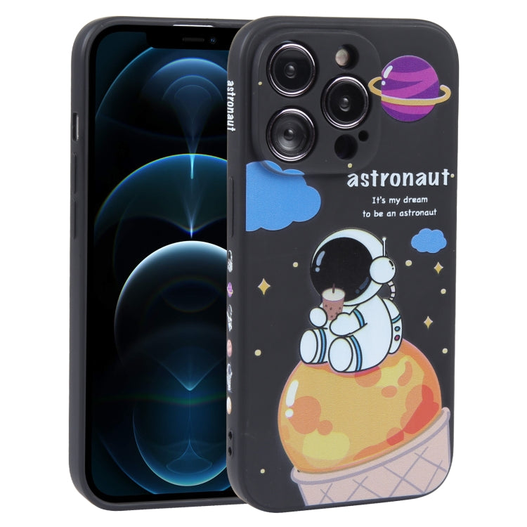 Milk Tea Astronaut Pattern Liquid Silicone Phone Case
