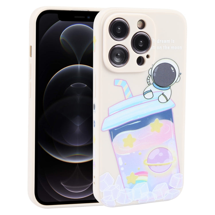 Milk Tea Astronaut Pattern Liquid Silicone Phone Case