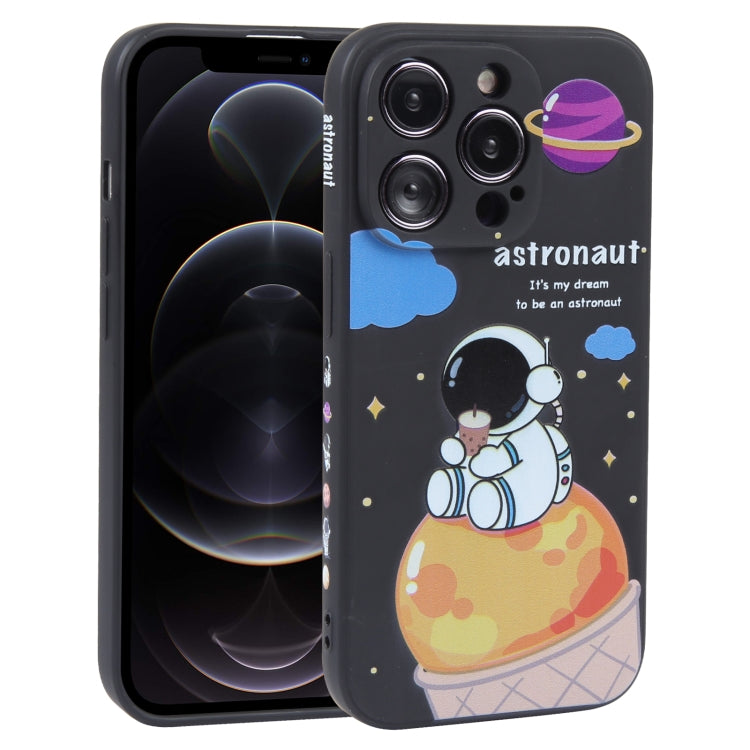 Milk Tea Astronaut Pattern Liquid Silicone Phone Case
